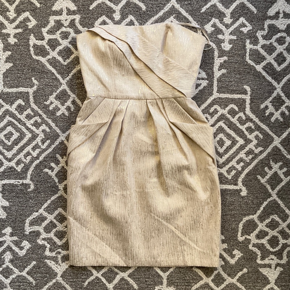 Strapless Dress Gold and Cream. Size 2.